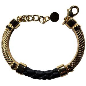 Skinny by Jessica Elliot Gold-Tone Black Braided Leather Bracelet career office
